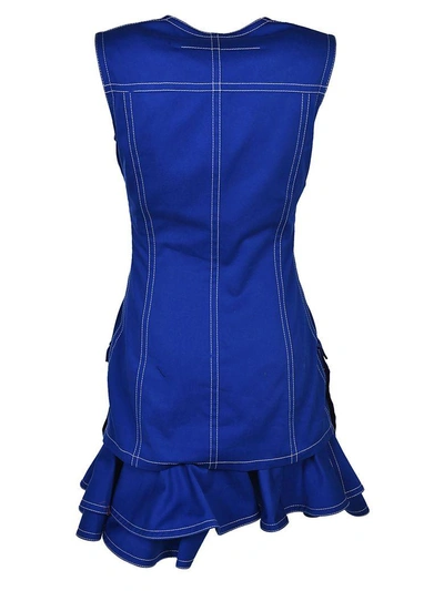 Shop Givenchy Frill-trim Fitted Dress In Blu