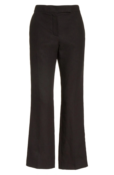 Shop Max Mara Luigia Linen Crop Flare Pants In Black