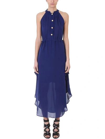 Shop Pierre Balmain Blue Silk Dress