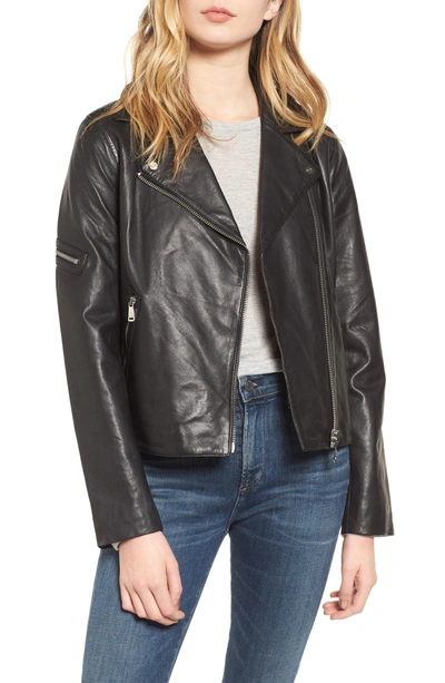 Shop Bernardo Kirwin Leather Moto Jacket In Black
