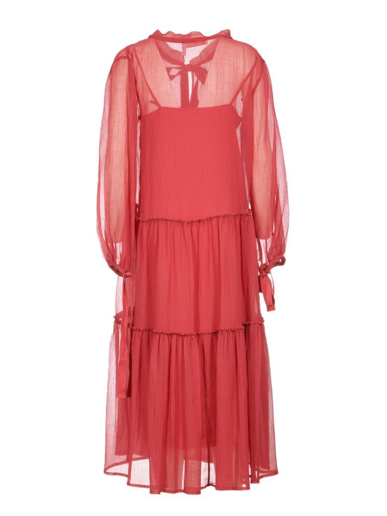 See By Chloé Long Pussy Bow Dress In Raspberry | ModeSens
