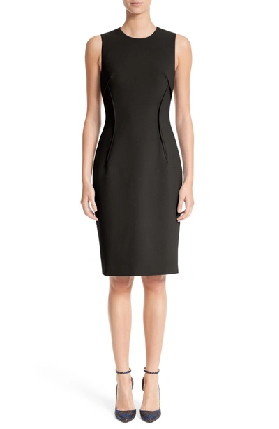 Shop Versace Stretch Cady Sheath Dress In Black