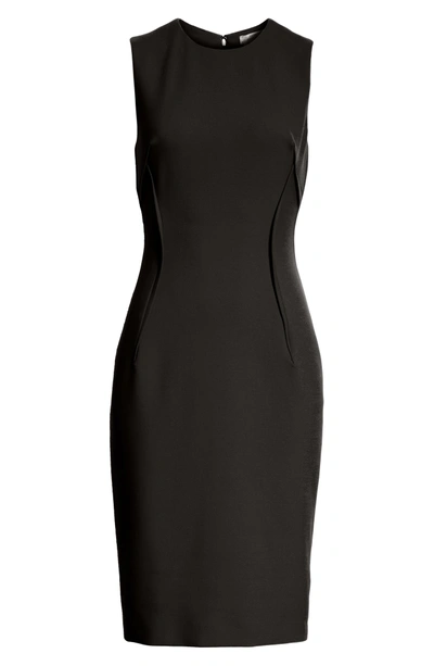 Shop Versace Stretch Cady Sheath Dress In Black