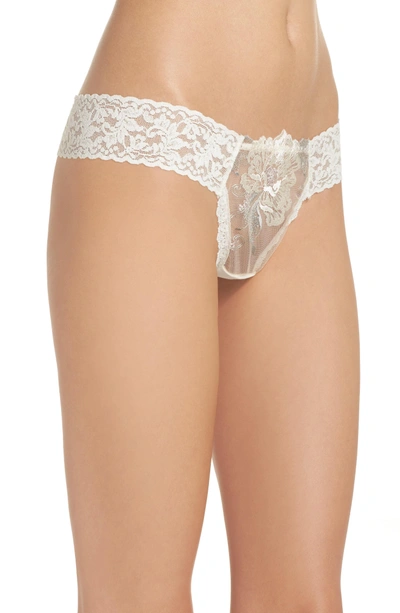 Shop Hanky Panky Floral Low Rise Thong In Ivorgrypnk