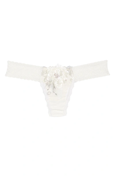Shop Hanky Panky Floral Low Rise Thong In Ivorgrypnk