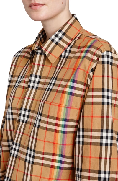 Burberry Rainbow Vintage Checked Cotton Shirt In Aetique Yellow | ModeSens