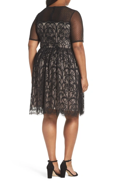 Shop London Times Illusion Lace Fit & Flare Dress In Black