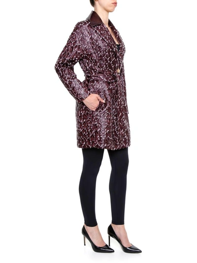 Shop Versace Wool Coat In Burgundy+rosa|rosso