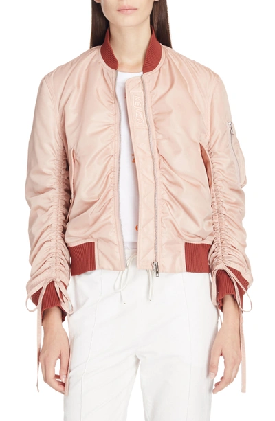 Shop Kenzo Ruched Sleeve Bomber Jacket In Beige