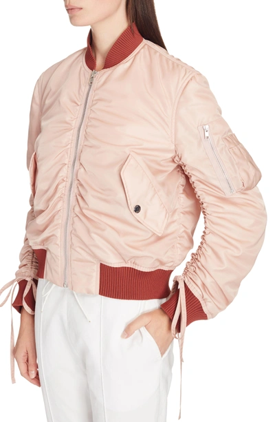 Shop Kenzo Ruched Sleeve Bomber Jacket In Beige