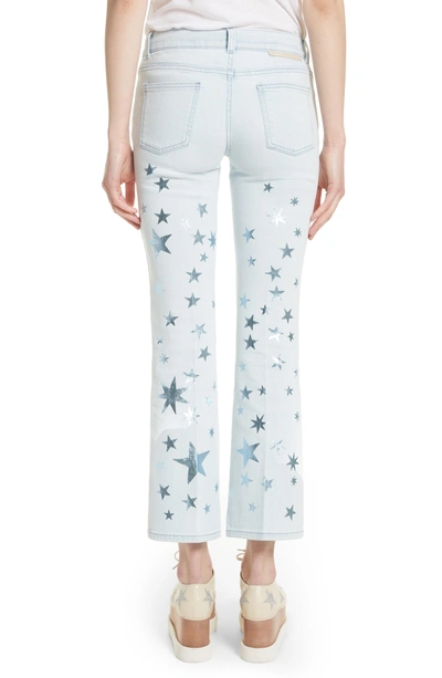 Shop Stella Mccartney Metallic Star Kick Flare Jeans In Sun Faded Blue