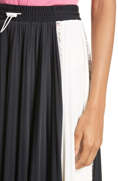 Shop Valentino Bicolor Jersey & Lace Plisse Skirt In Black