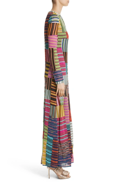 Shop Missoni Metallic Patchwork Stripe Knit Maxi Dress In Multi
