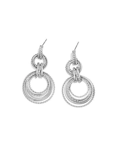 Shop David Yurman Crossover Double-hoop Drop Earrings With Diamonds