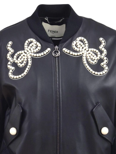 Shop Fendi Bomber Jacket With Bow In Black