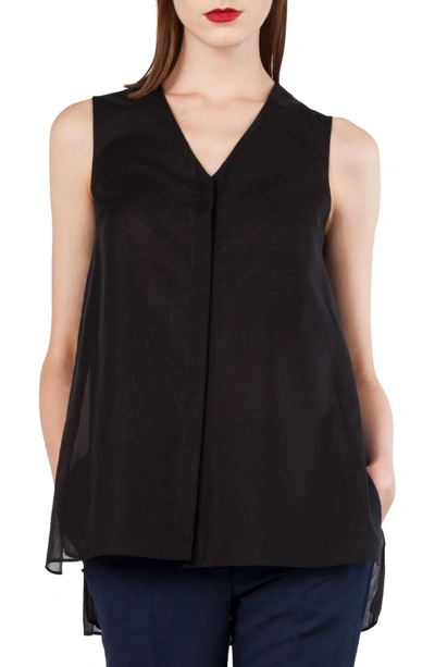 Shop Akris Cotton Voile A-line Blouse In Black