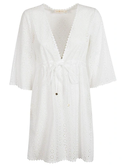 Shop Tory Burch Perforated Dress In White