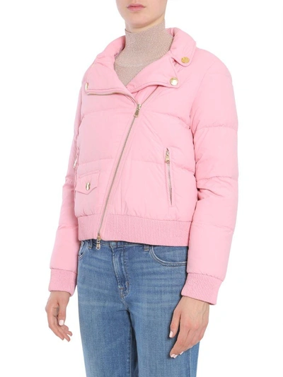 Shop Boutique Moschino Quilted Down Jacket In Rosa