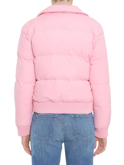 Shop Boutique Moschino Quilted Down Jacket In Rosa