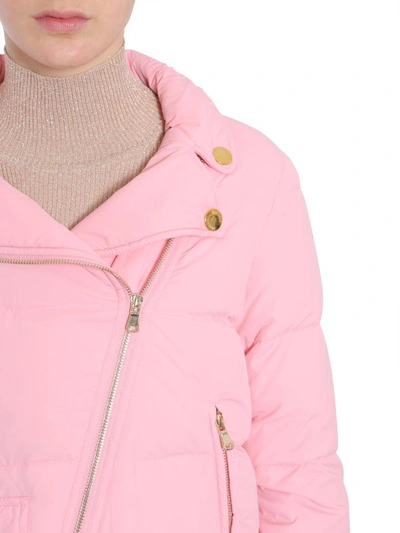 Shop Boutique Moschino Quilted Down Jacket In Rosa