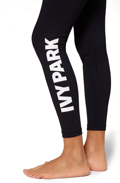 Shop Ivy Park Logo Mid Rise Ankle Leggings In Black