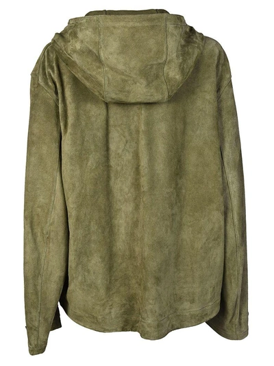 Shop Saint Laurent Oversized Lace-up Hoodie In Green