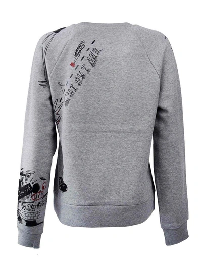 Shop Burberry Print Jersey Sweatshirt In Pale Grey Melange