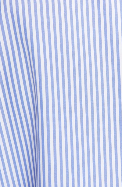 Shop Alexander Mcqueen Stripe Cotton Poplin Cape Top In White/ Bleu