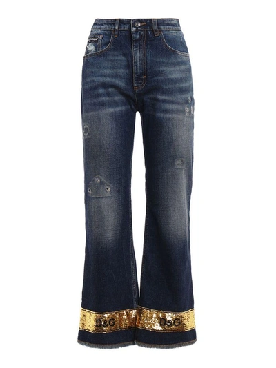 Shop Dolce & Gabbana Cropped Jeans In Bblu Scurissimo 1