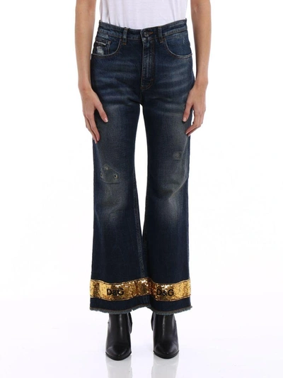 Shop Dolce & Gabbana Cropped Jeans In Bblu Scurissimo 1