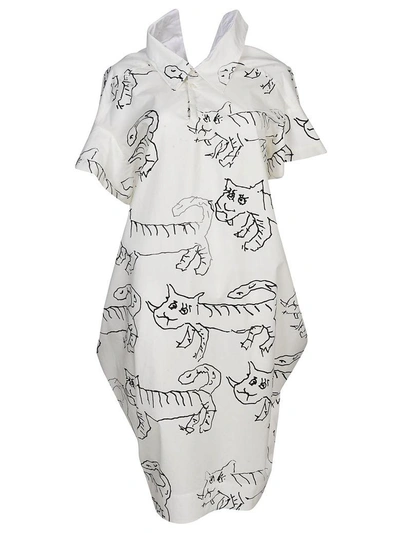 Shop Marni Cat Print Dress In Tgwlily White
