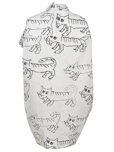 Shop Marni Cat Print Dress In Tgwlily White