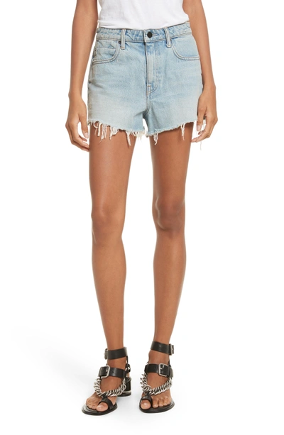 Shop Alexander Wang T Bite Light Denim Shorts In Light Indigo Aged