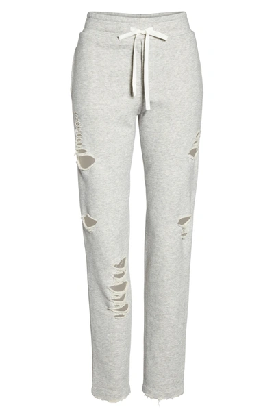 Shop Alo Yoga Ripped Sweatpants In Heather Grey/ Distressed Holes