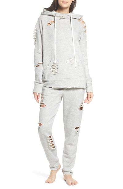 Shop Alo Yoga Ripped Sweatpants In Heather Grey/ Distressed Holes