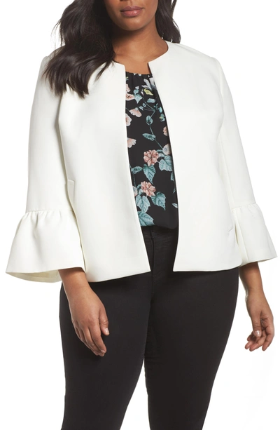 Shop Vince Camuto Ruffle Sleeve Jacket In New Ivory