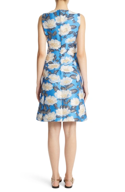Shop Dolce & Gabbana Floral Brocade Dress In Blue