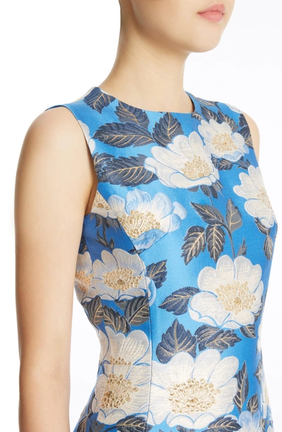 Shop Dolce & Gabbana Floral Brocade Dress In Blue