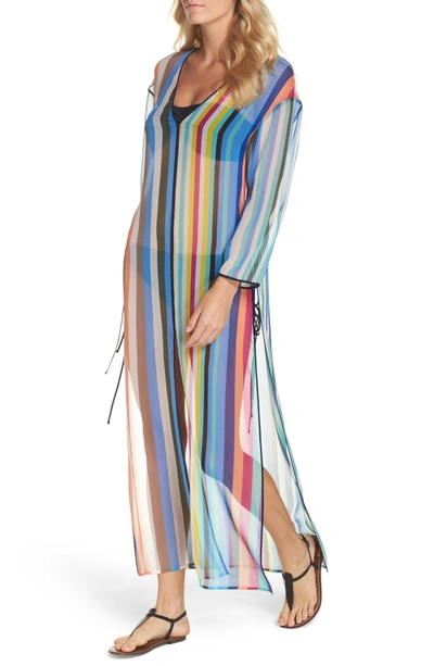 Shop Diane Von Furstenberg Cover-up Maxi Dress In Owen Stripe Multi/ Alx Navy