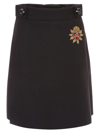 Shop Dolce & Gabbana Skirt With Patch In Neronero