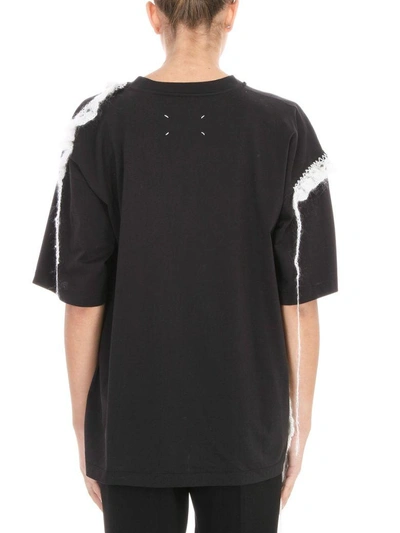 Shop Maison Margiela Embroidered-trim Cotton And Mohair T-shirt In Black