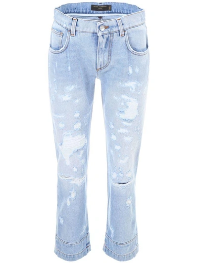 Shop Dolce & Gabbana Jeans With Heart Patch In Blu Scurissimo 1blu