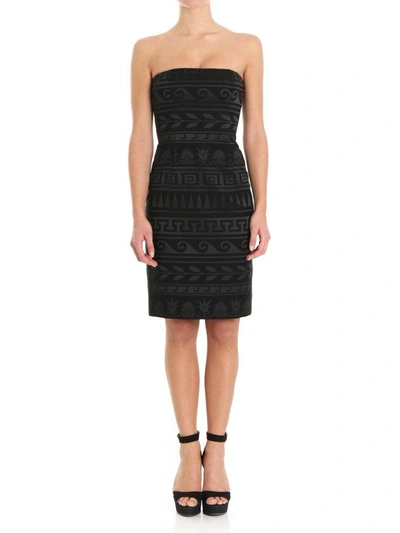 Shop Versace Jacquard Dress In Black