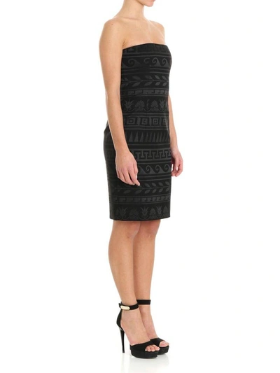 Shop Versace Jacquard Dress In Black
