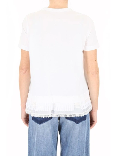 Shop Sacai Frilled T-shirt In White|bianco