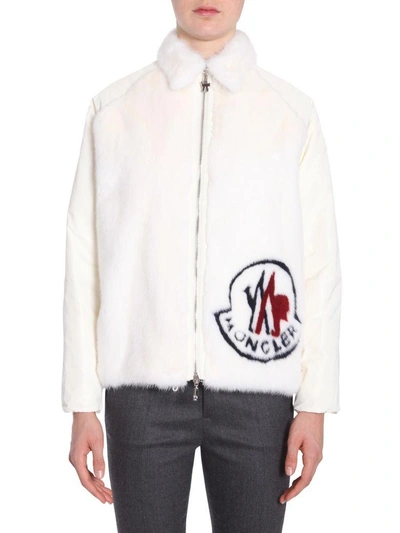 Shop Moncler Fox Fur Down Jacket In Bianco
