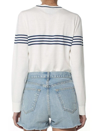 Shop Apc Brand Striped Cotton-blend Sweater In Bianco
