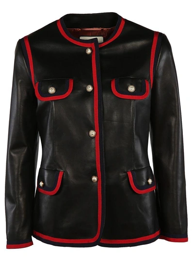 Shop Gucci Web Trim Jacket In Black
