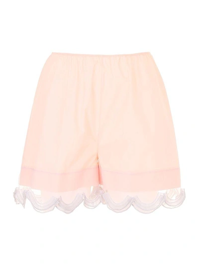 Shop Prada Compact Poplin And Cigaline Shorts In Pesco+perla+pe (pink)