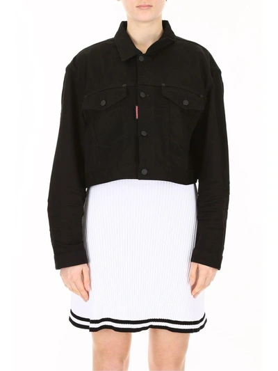 Shop Dsquared2 Be Cool Be Nice Cropped Jacket In Blacknero